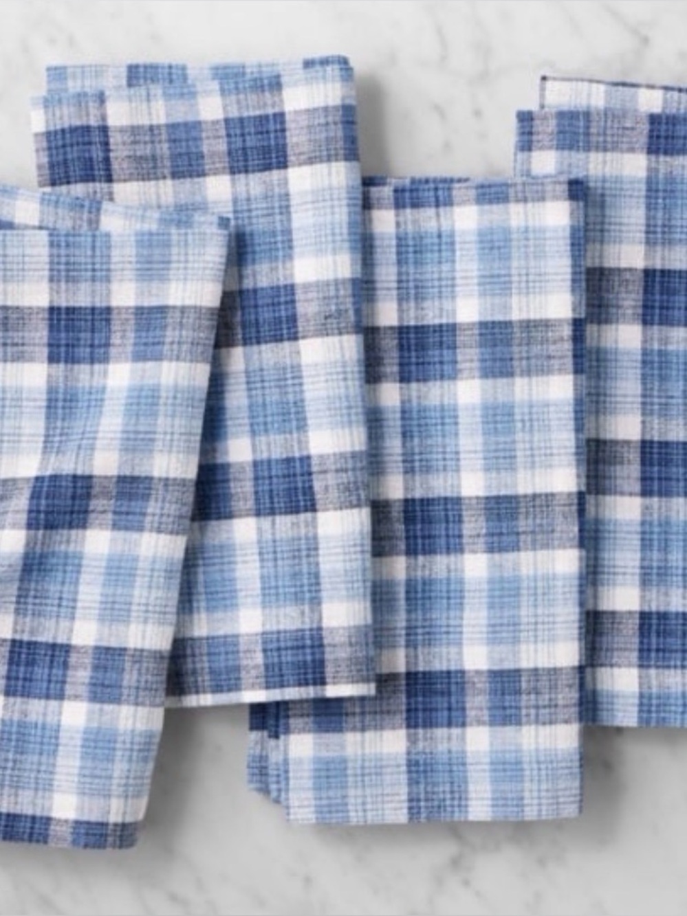 Williams Sonoma Tonal Plaid Linen/Cotton Napkins Set of 8
